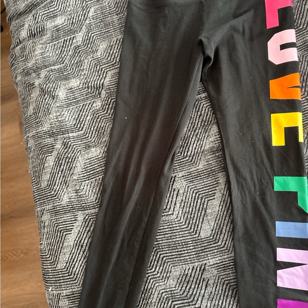 Victoria's Secret Black Leggings with Multicolor LOVE Print